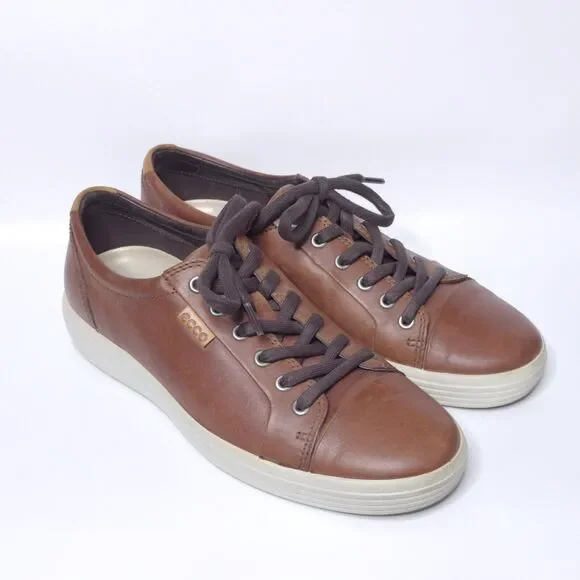 Ecco | Shoes | Ecco Leather Lace Up Low Top Sneakers Brown  display picture 3